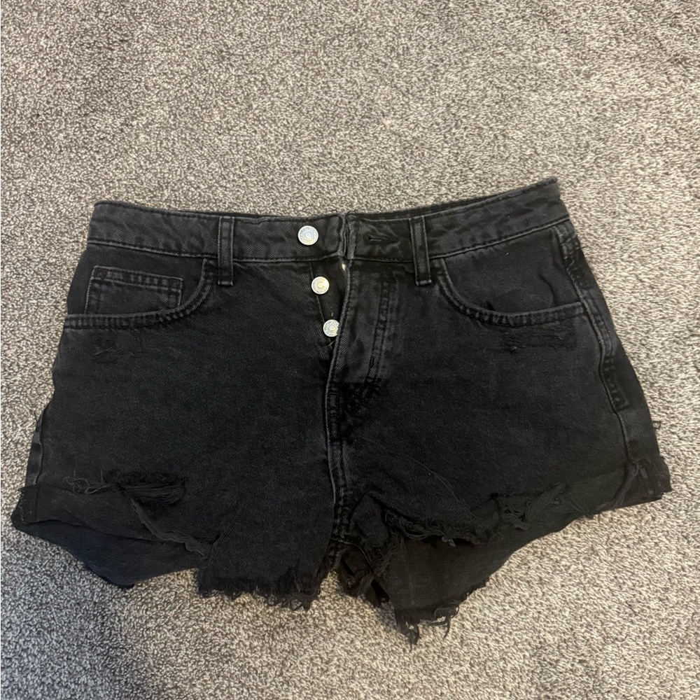 Forever 21 Distressed Black Jean Shorts